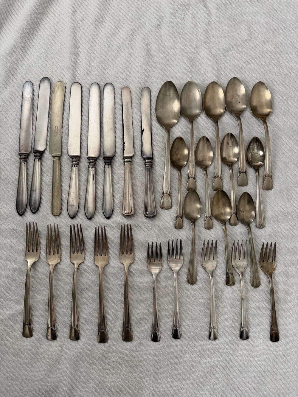 Vintage Silver Plated Flatware Set 30 Piece Assortment